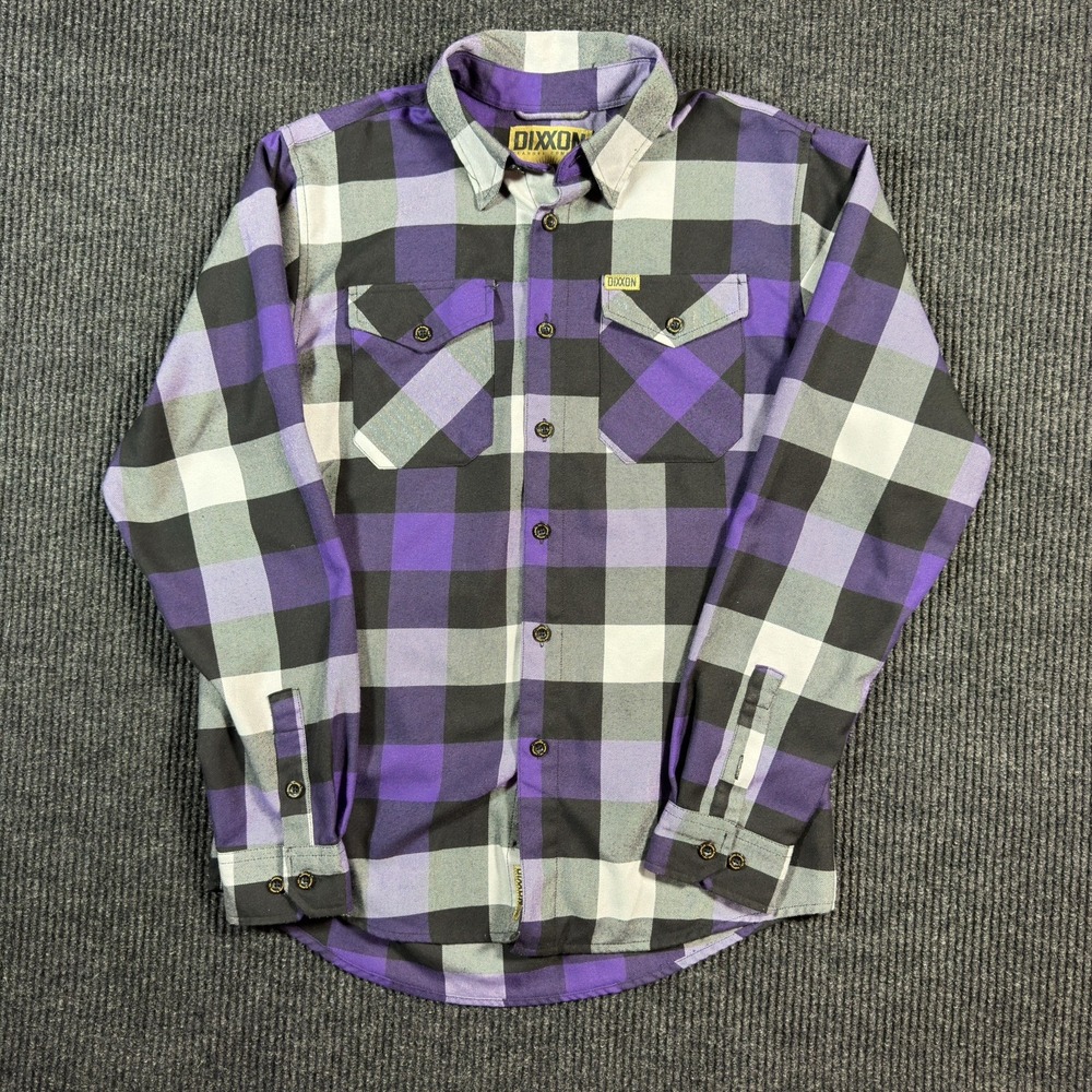 Dixxon Flannel Dynasty Small Purple Black Gray Plaid Men's Button-Up Shirt